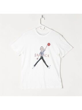 U.P. Unfortunate Portrait Tee-Shirt Mens Medium White Air Barack Obama Dunk EUC
